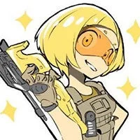 金髪ショートヘアの女性キャラクターのイラスト