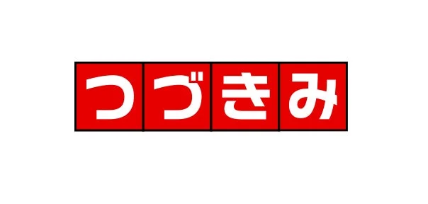 赤い四角い枠の中に白いひらがなで「つづきみ」と書かれた画像