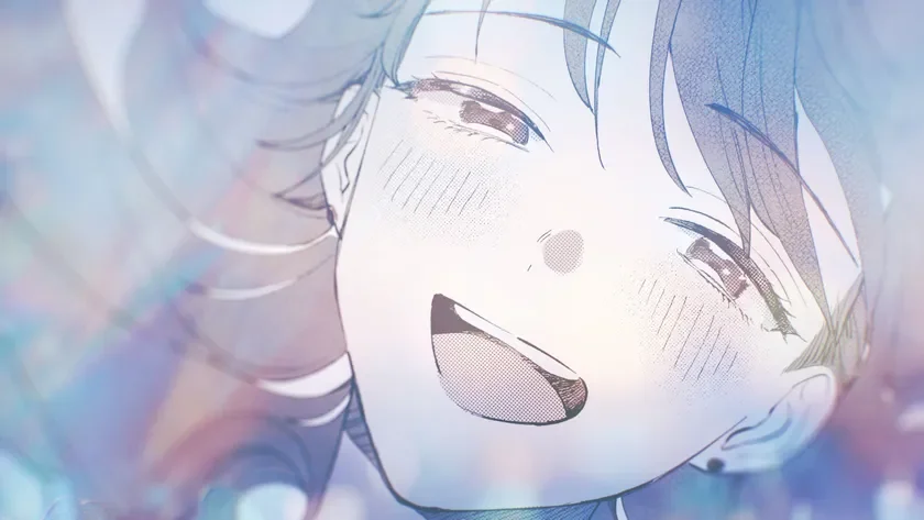 目を閉じて笑う少女