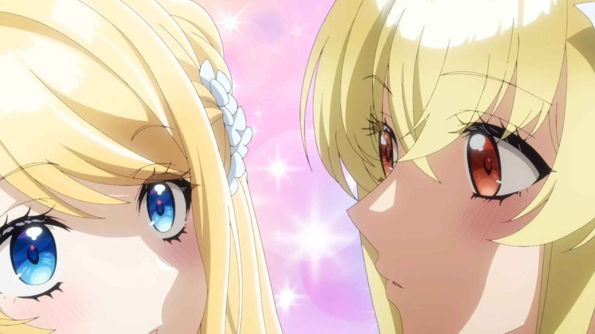 頬を赤らめる2人のキャラ