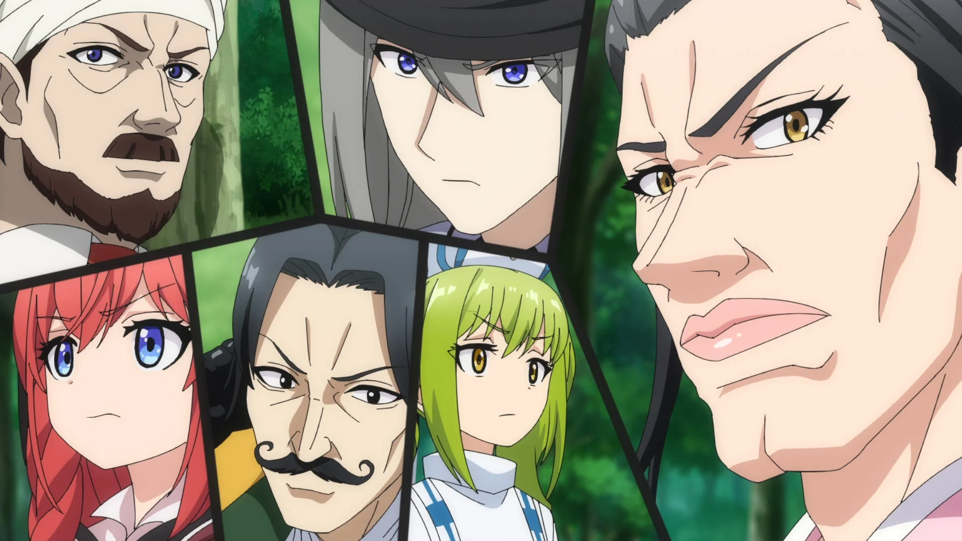 6人のアニメキャラクターの顔がコラージュされた画像