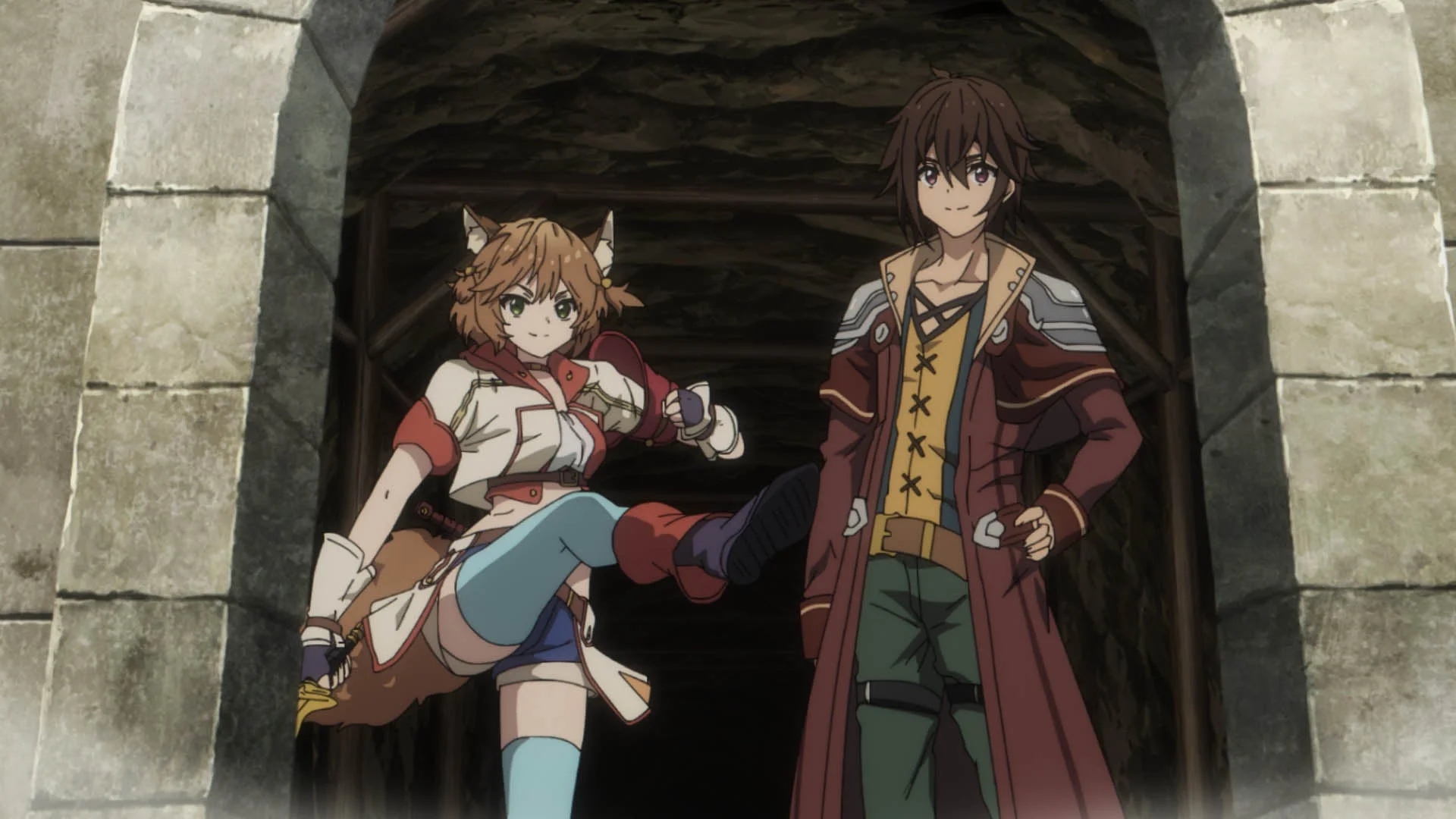 獣耳キャラと男性キャラの冒険シーン