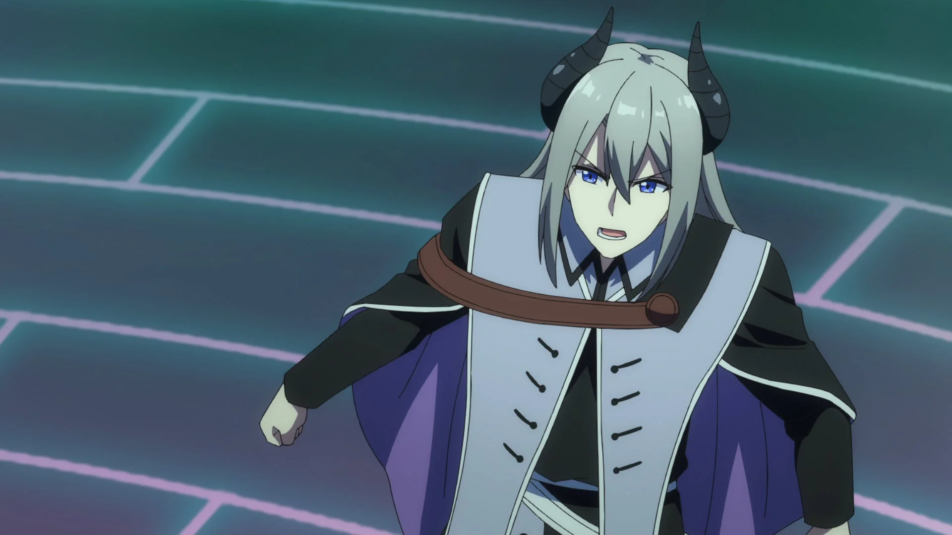 角と銀髪を持つアニメのキャラクターが、怒りや決意を秘めた表情でこちらを見ている。