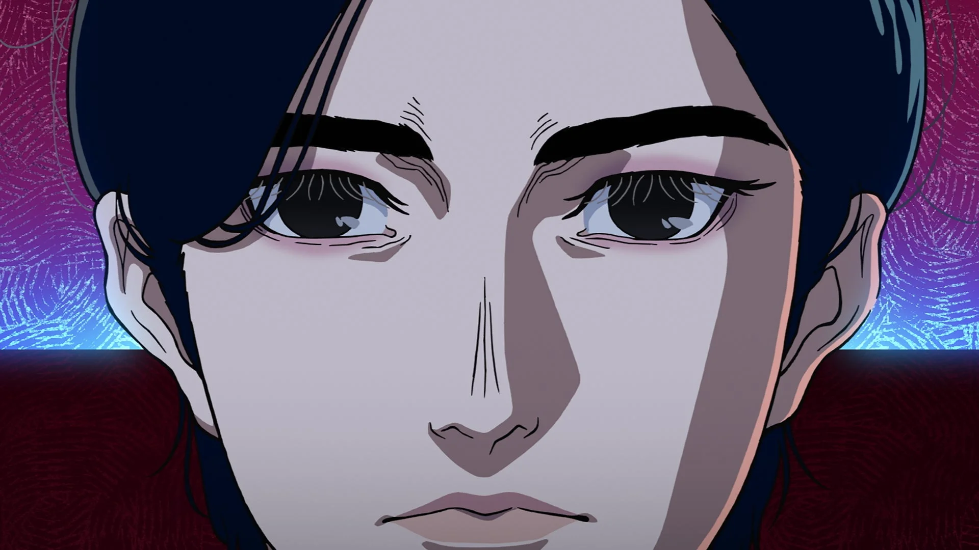 アニメスタイルのキャラクターの顔のクローズアップ